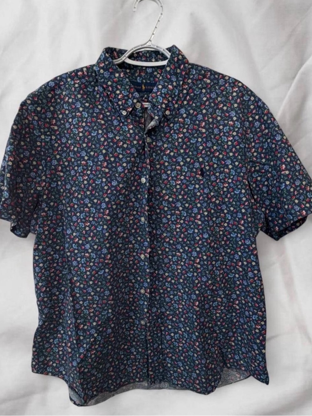 Ralph Lauren Navy Floral Short-Sleeve Button-Up Shirt